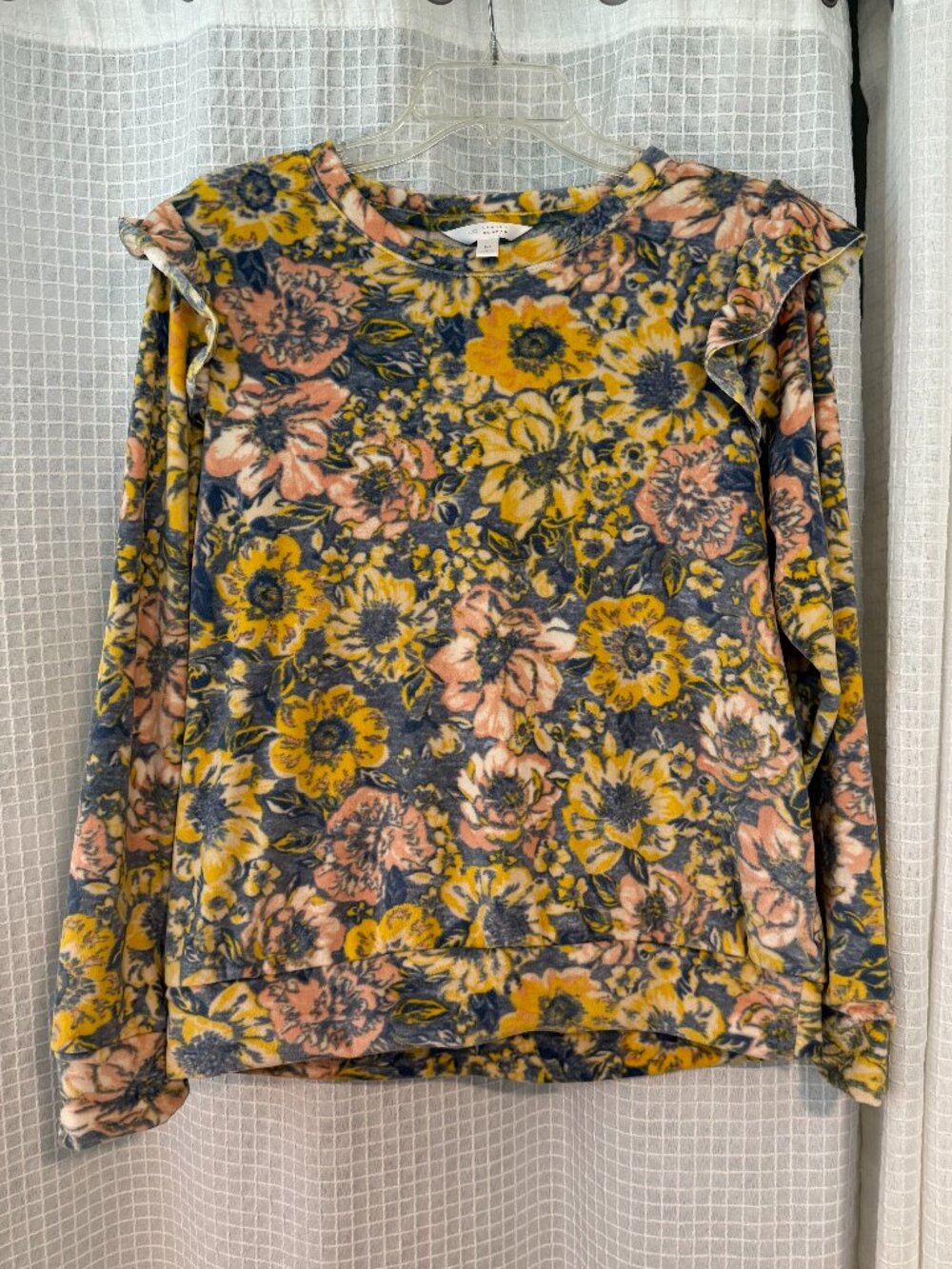 Lauren Conrad Long Sleeve Yellow Floral Blouse Like New Medium